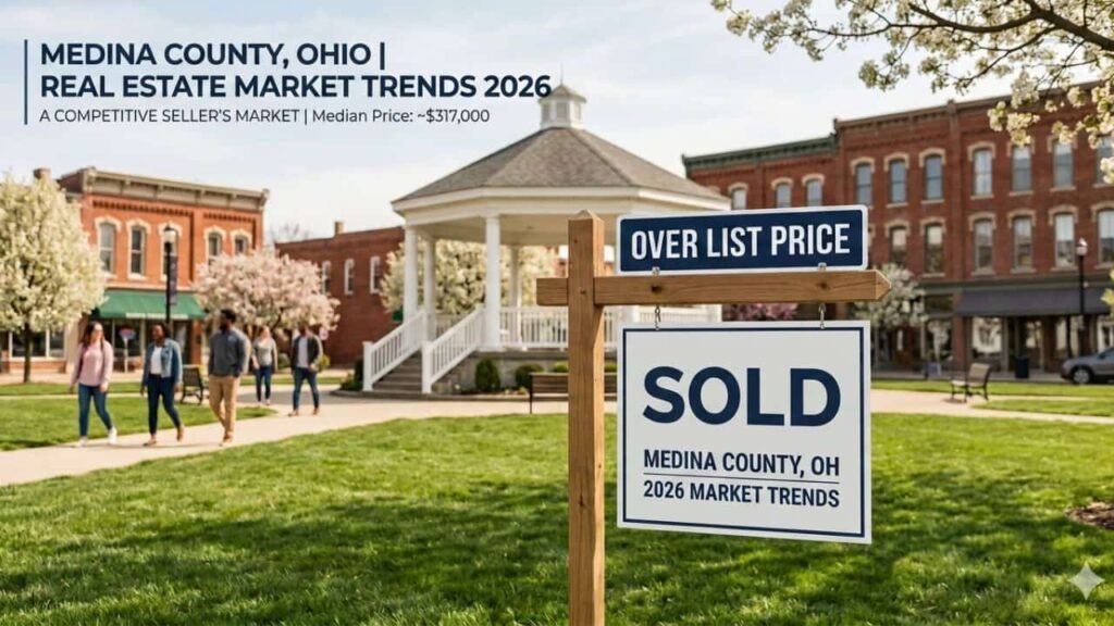 Medina County Ohio 2026 real estate market trends showing a competitive seller's market and rising home prices.