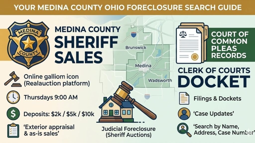 Medina County Ohio Foreclosure Property Search Guide and Sheriff Sales Info.